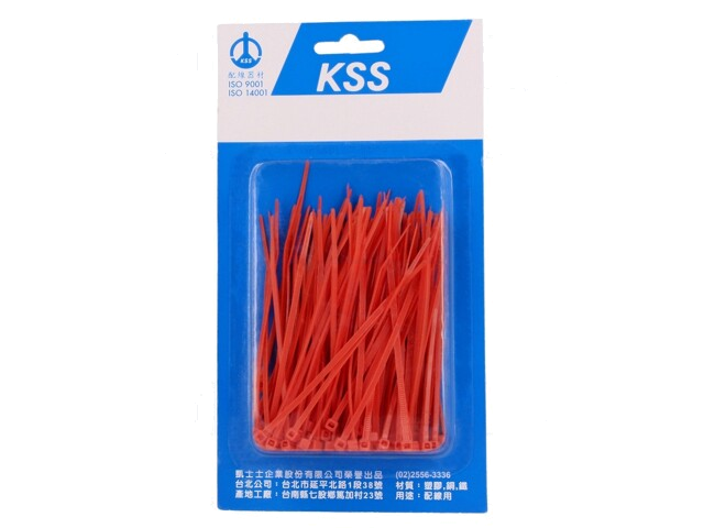 Kabelbinder; L: 100mm; W: 2,5mm; polyamide; 78,5N; rood; 100st. Kabelbinder; L: 100mm; W: 2,5mm; polyamide; 78,5N; rood; 100st.